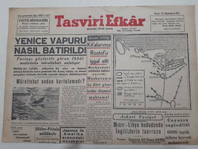 Tasviri Efkar Gazetesi 23 Kasım 1941 - Yenice Vapuru Nasıl Batırıldı GZ71702 - 1