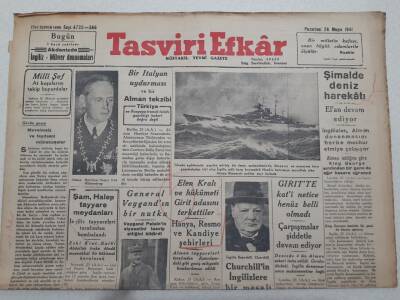 Tasviri Efkar Gazetesi 26 Mayıs 1941 - Elen Kralı Ve Hükümeti Girit Adasını Terk Ettiler GZ71685 - 1