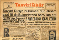 Tasviri Efkar Gazetesi 6 Eylül 1944 - Sovyet Rusya Bulgaristana Harp İlan Etti GZ71308 - 2