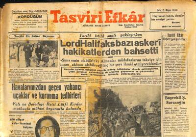 Tasviri Efkâr Gazetesi 2 Mayıs 1944 - Havalarımızdan Geçen Yabancı Uçaklar Ve Korunma Tedbirleri GZ116039 - 1