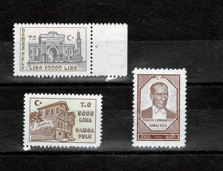  T.C. Damga Pulu Lotu / Seti - 10000, 5000 ve 1000 Lira (3 Adet Damgasız) PPT2501 - 1