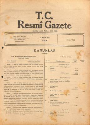 T.C. Resmi Gazete 27 Şubat 1951 GZ113597 - 1