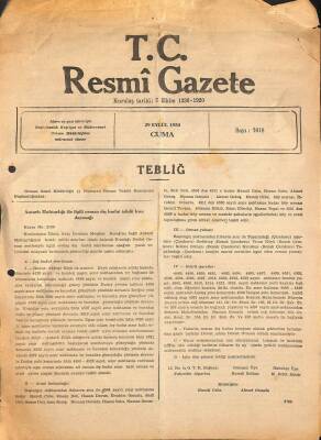 T.C. Resmi Gazete 29 Eylül 1950 GZ113595 - 1