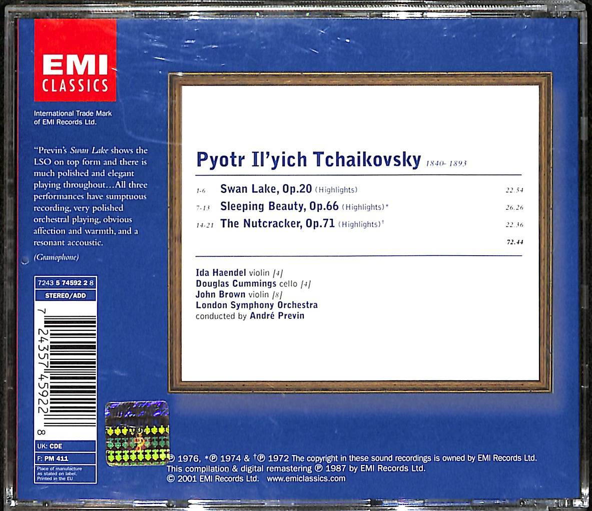 Tchaikovsky, London Symphony Orchestra, André Previn ‎- The Nutcracker, Sleeping Beauty, Swan Lake CD (İkinci El) CD4120 - 2