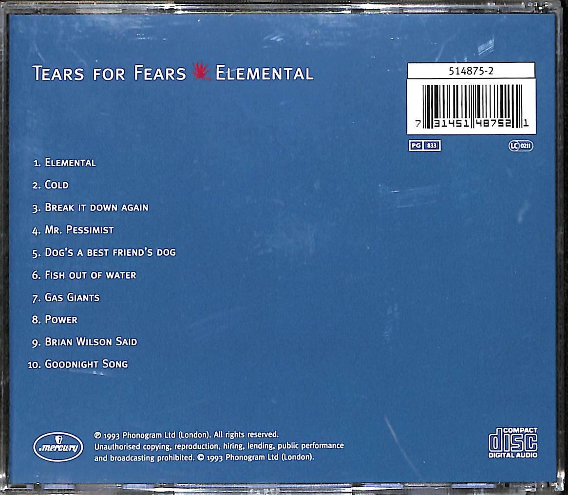 Tears For Fears ‎- Elemental CD (İkinci El) CD4307 - 2