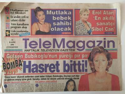 Tele Magazin Gazetesi 16 Kasım 1996 - Gülşen Bubikoğlunun Yüreği Pır Pır Sanatçı İddialı Bir Diziyle Yakında Ekranlarda Olacak GZ26598 - 1