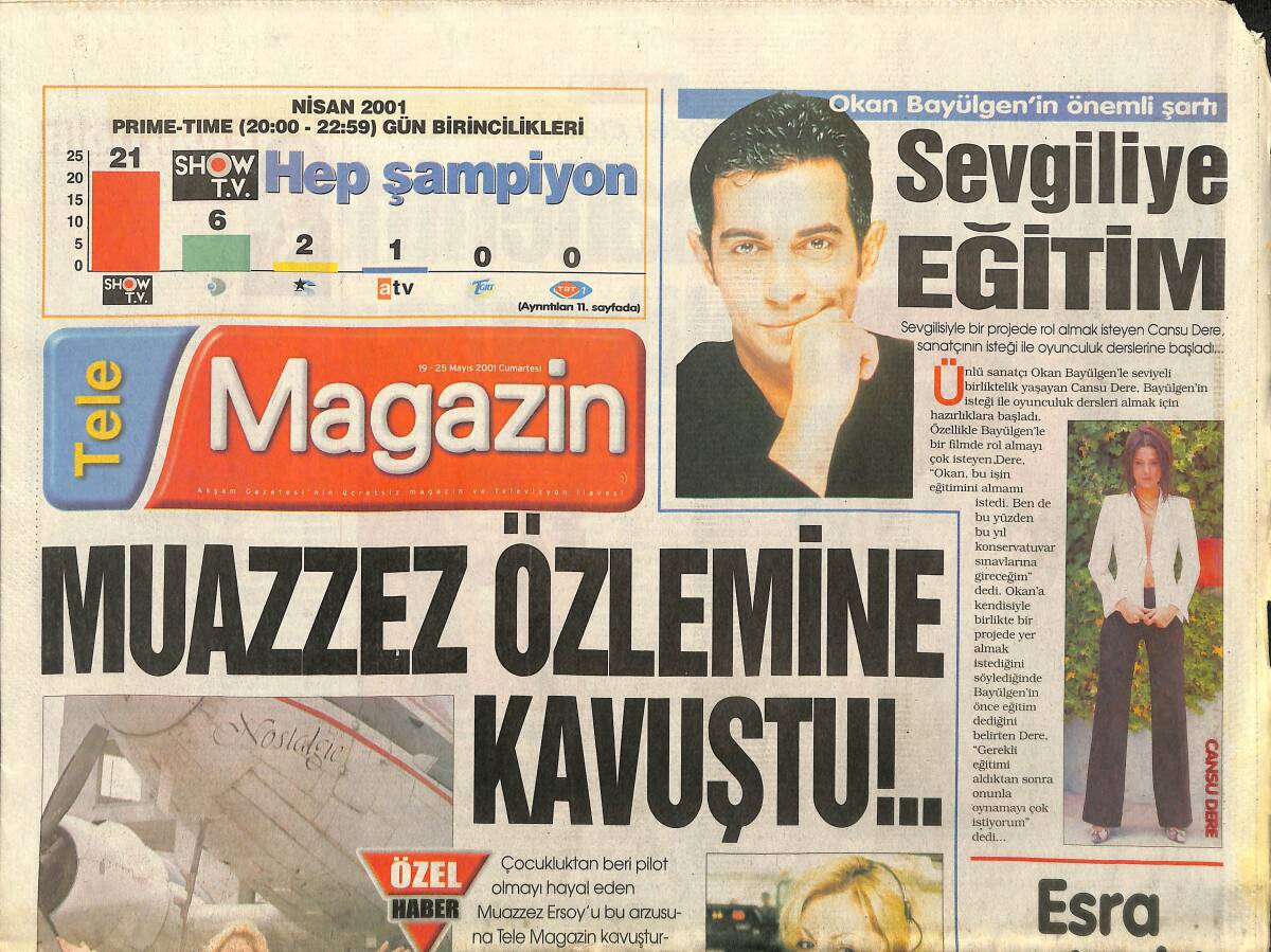 Tele Magazin Gazetesi 19-25 Mayıs 2001 - Muazzez Ersoy Özlemine Kavuştu! - Okan Bayülgen'in Sevgilisine Önemli Şartı GZ145993 - 1