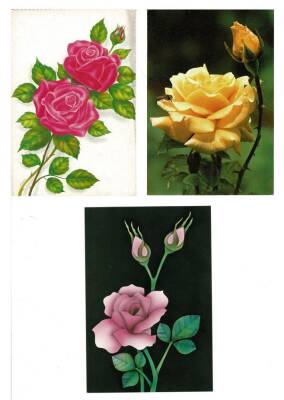 Tematik Üçlü Çiçek Kartpostal KRT7847 - 1