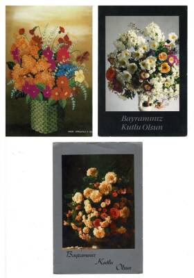 Tematik Üçlü Çiçek Kartpostal KRT7848 - 1