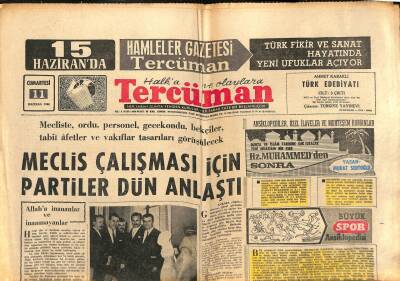 Tercüman 11 Haziran 1966 - Meclis Çalışmasın İçin Partiler Dün Anlaştı. - Demirel Karanlıktan Kurtulacağız... dedi. GZ123690 - 1