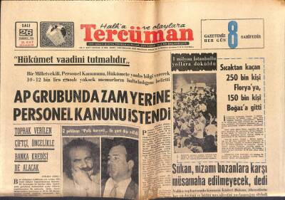 Tercüman 26 Temmuz 1966-Sıcaktan Kaçan 250 Bin Kişi Floryaya 150 Bin Kişi Boğaza Gitti- Bir Türk, Fransadan Öldürdüğü Her Adam İçin 5 Bin İstedi GZ123675 - 1