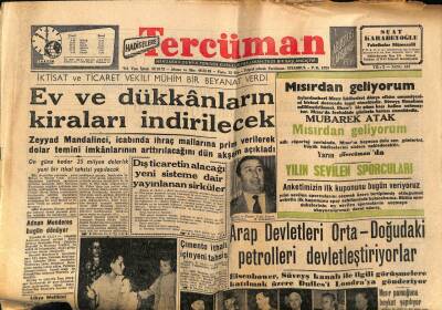 Tercüman Gazetesi 1 Ağustos 1956 - Ev Ve Dükkanların Kiraları İndirilecek GZ53999 - 1