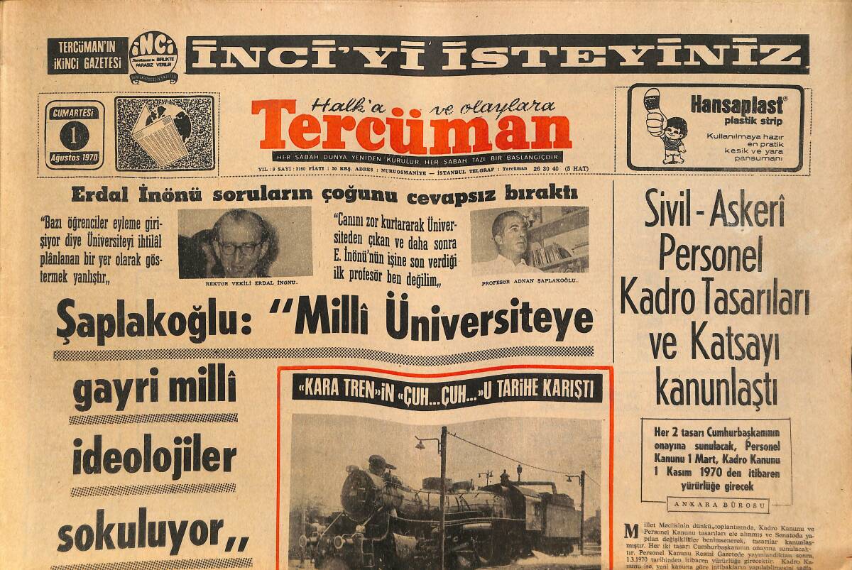 Tercüman Gazetesi 1 Ağustos 1970 - İzmir Hükümet Binası 10 Dakika İçinde Yandı - 2 Yıl Sonra Sonra Türkiye'de Yabancı Antrenör Kalmayacak! GZ145957 - 1