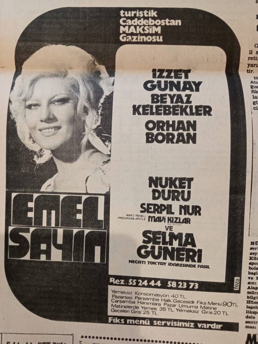 Tercüman Gazetesi 1 Ağustos 1973 - Emel Sayın Maksim Gazinosu Afiş - Üniversite Giriş İmtihanları İptal Edildi GZ146087 - 2