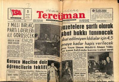 Tercüman Gazetesi 1 Aralık 1960 - Gazetelere Şartlı Olarak İsbat Hakkı Tanınacak GZ67678 - 2