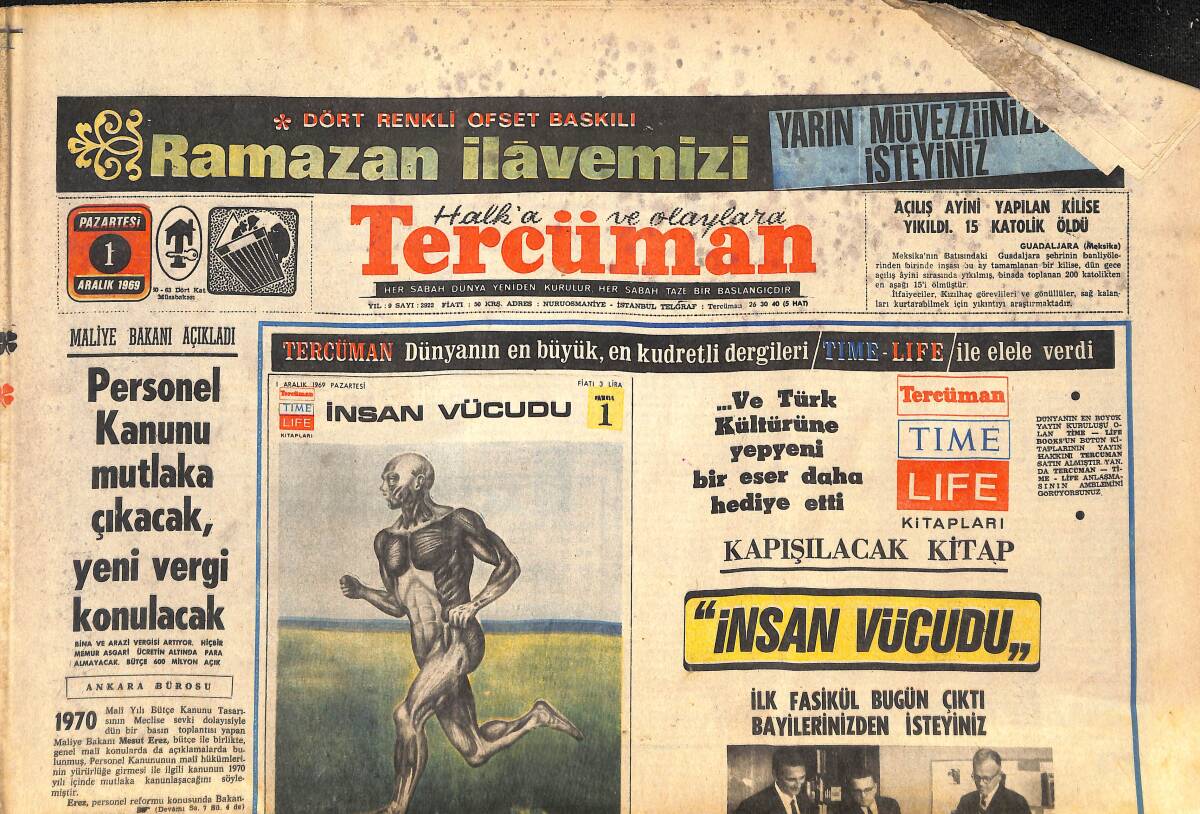 Tercüman Gazetesi 1 Aralık 1969 - Demirel: Siyasi Huzur Ekonomik Gelişmenin Anahtarıdır! - Beşiktaş'da, Galatasaray Da Takıldı! GZ146277 - 1