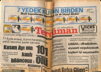 Tercüman Gazetesi 1 Aralık 1978 - Anarşi Kıbrıs Harekatındaki Şehit Sayımız Kadar Can Aldı,101 Ölü GZ54050 - 1
