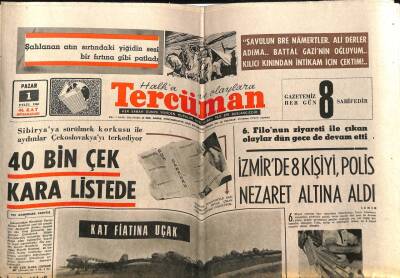 Tercüman Gazetesi 1 Eylül 1968 - 40 Bin Çek Kara Listede GZ53958 - 1