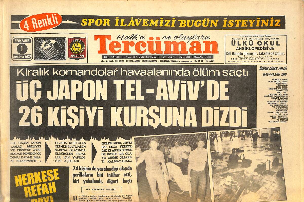 Tercüman Gazetesi 1 Haziran 1972 - Türkiye'de İlk Defa Renault 12 Station Wagon - Tahran'da Nixon'ın Yoluna Bomba Kondu GZ144201 - 1