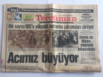 Tercüman Gazetesi 1 Kasım 1983 - Acımız Büyüyor - GZ15083 - 1
