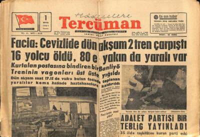 Tercüman Gazetesi 1 Mayıs 1961 - Adalet Partisi Bir Tebliğ Yayınladı GZ67690 - 2