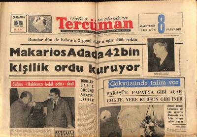 Tercüman Gazetesi 1 Nisan 1964 - Makarios Adada 42 Bin Kişilik Ordu Kuruyor GZ77542 - 1