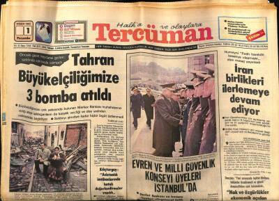 Tercüman Gazetesi 1 Nisan 1982 - Tahran Büyükelçiliğimize 3 Bomba Atıldı GZ54308 - 1