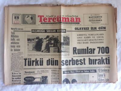 Tercüman Gazetesi 1 Ocak 1964 - Rumlar 700 Türkü Dün Serbest Bıraktı GZ73652 - 1