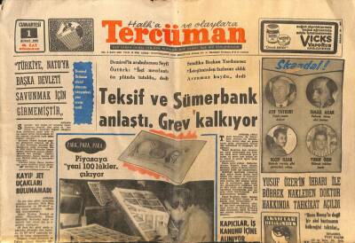 Tercüman Gazetesi 1 Şubat 1969 - Teksif Ve Sümerbank Anlaştı . Grev Kalkıyor GZ91484 - 1