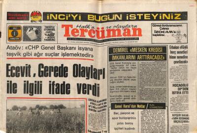 Tercüman Gazetesi 1 Temmuz 1975 - Ecevit , Gerede Olayları İle İlgili İfade Verdi GZ67558 - 2