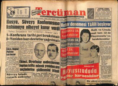 Tercüman Gazetesi 10 Ağustos 1956 - Rusya Süveyş Konferansına Katılmayı Kabul Etti GZ53990 - 1