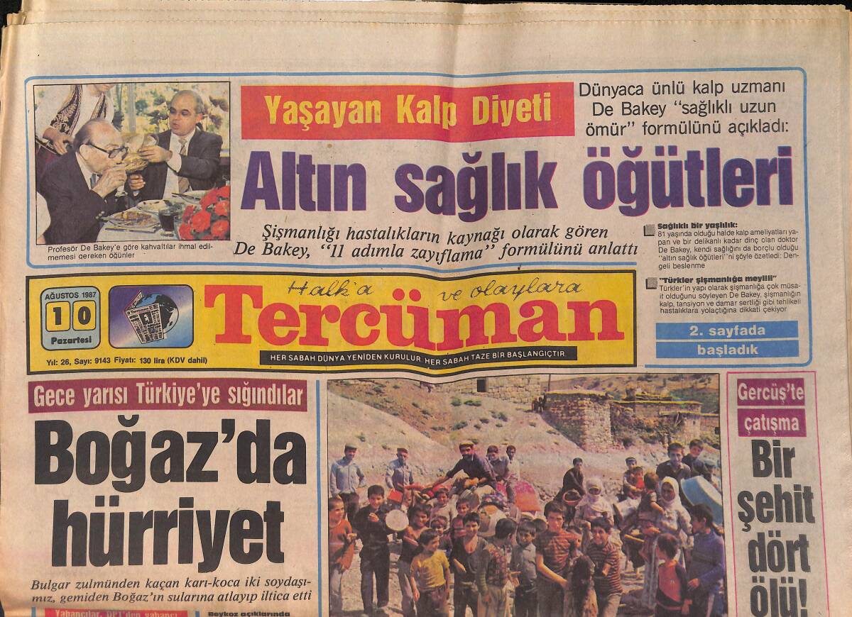 Tercüman Gazetesi 10 Ağustos 1987 - Bozuk Para Enflasyonu - Sabiha Gökçen'in Hayatı TV Dizisi Oluyor GZ159309 - 1