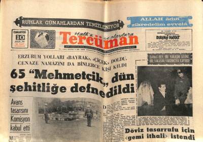 Tercüman Gazetesi 10 Aralık 1966 - 65 Mehmetçik Şehitliğe Defnedildi GZ54385 - 1
