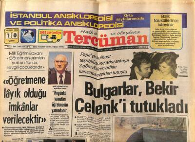 Tercüman Gazetesi 10 Aralık 1982 - Öğretmenlere Layık Olduğu İmkanlar Verilecektir. Bulgarlar Bekir Çelenki Tutukladı GZ53843 - 1