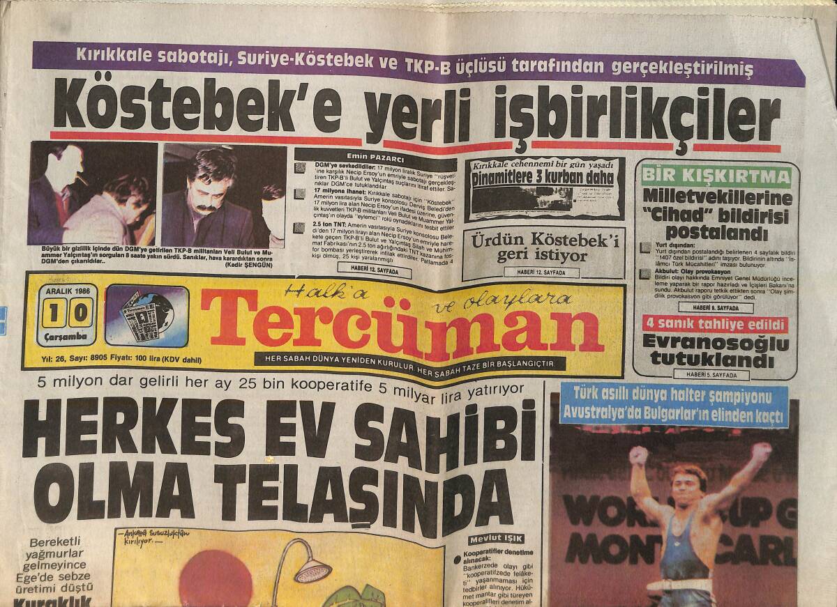Tercüman Gazetesi 10 Aralık 1986 - Şampiyon Süleymanov Hürriyetin Eşiğinde - Özal: Anayasa'yı 1988'e Kadar Değiştirmeyiz GZ157093 - 1