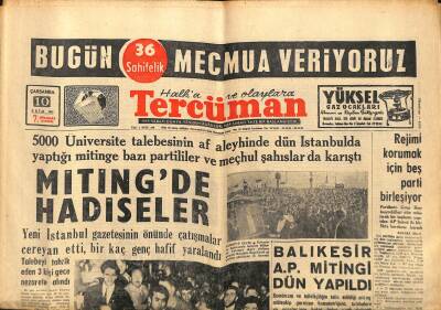 Tercüman Gazetesi 10 Ekim 1962 - Cumhurbaşkanı De Gaulle İdama Mahkum Edildi GZ117632 - 1