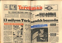 Tercüman Gazetesi 10 Ekim 1965 - 13 Milyon Türk Sandık Başında GZ105632 - 1
