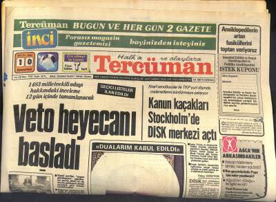 Tercüman Gazetesi 10 Eylül 1983 - Faruk Sükan Adaylıktan İstifa Etti - Veto Heyecanı Başladı GZ118995 - 1