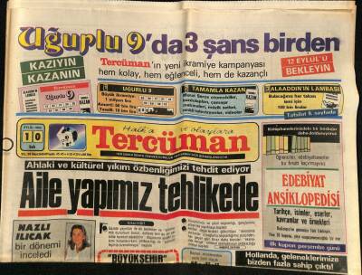 Tercüman Gazetesi 10 Eylül 1985 - Ahlaki Ve Kültürel Yıkım Özbenliğimizi Tehdit Ediyor GZ67062 - 1