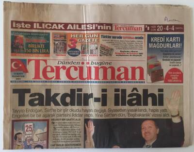 Tercüman Gazetesi 10 Mart 2003 - Erdoğan Siirtte Bir Şiir Okudu Hayatı Değişti ,Siyasetten Yasaklandı Engelleri Aştı Yine Siirtten Dün Başbakanlık Vizesi Aldı GZ11595 - 1