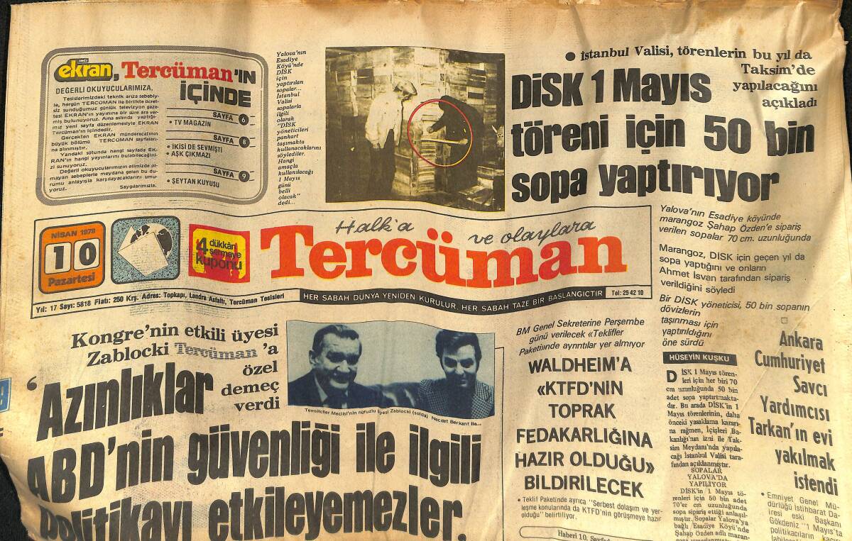 Tercüman Gazetesi 10 Nisan 1978 - Ankara Cumhuriyet Savcı Yardımcısı Tarkan'ını Evi Yakılmak İstendi - Fener, Beşiktaş'ı Devirdi GZ133499 - 1