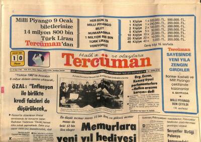 Tercüman Gazetesi 10 Ocak 1982 - Doğum Günü Hediyesi GZ54419 - 1