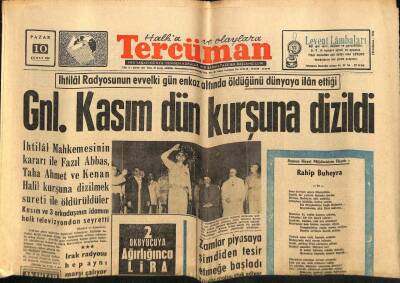 Tercüman Gazetesi 10 Şubat 1963 - Gnl. Kasım Dün Kurşuna Dizildi GZ70823 - 1