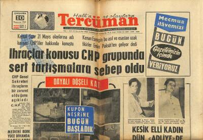 Tercüman Gazetesi 10 Temmuz 1963 - İhraçlar Konusu CHP Grupunda Sert Tartışmalara Sebep Oldu GZ123442 - 1