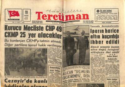 Tercüman Gazetesi 11 Aralık 1960 - Kurucu Mecliste CHP 49 CKMP 25 Yer Alacaklar GZ67521 - 1