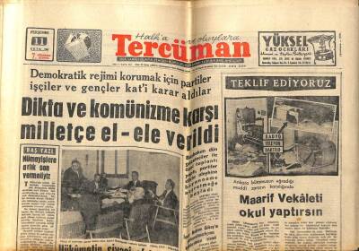 Tercüman Gazetesi 11 Ekim 1962 - Dikta Ve Komünizme Karşı Milletçe El Ele Verildi GZ53877 - 1