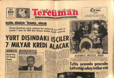 Tercüman Gazetesi 11 Kasım 1966 - Sevim Deran Ve İsmet Nedim TRTden İstifa Ettiler - Atatürkü Milletçe Andık GZ123572 - 1
