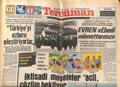 Tercüman Gazetesi 11 Kasım 1982 - Sendikalar Kanunu MGK Gündeminde, Samsun Gemisi Hurdacıya Satıldı GZ54104 - 1