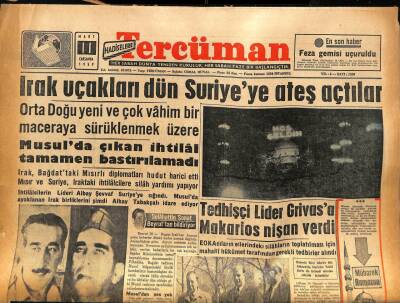 Tercüman Gazetesi 11 Mart 1959 - Tedhişçi Lider Grivasa Makarios Nişan Verdi GZ86084 - 1