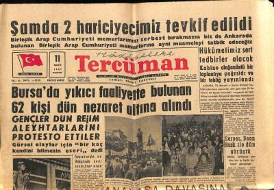 Tercüman Gazetesi 11 Mayıs 1961 - Ürdün Kralı Hüseyin Tahttan Feragat Edecek GZ67594 - 2